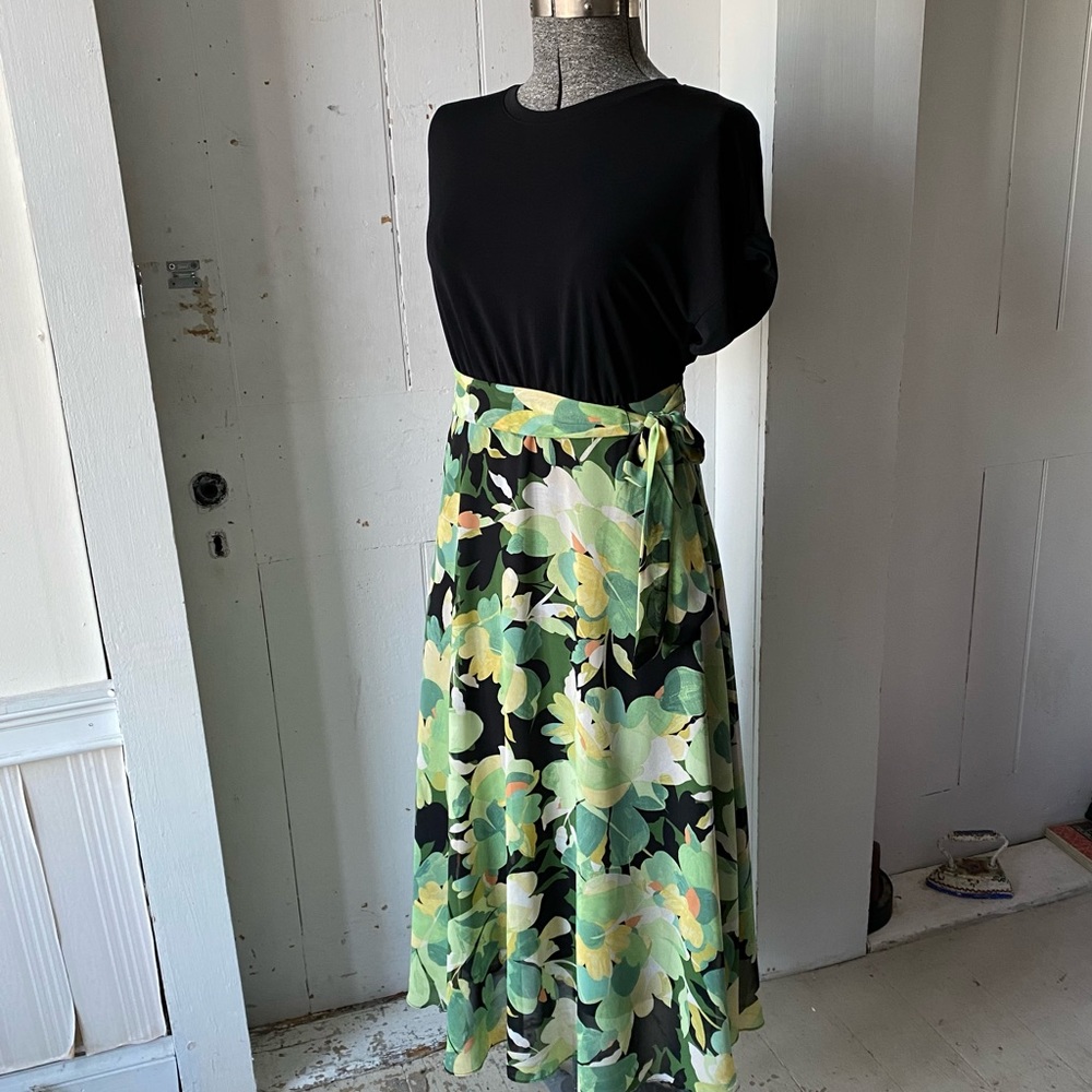 Donna Morgan Midi Maxi Sheer Floral Print Dress